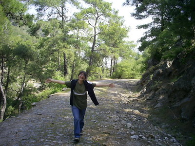 [Photo: Ayse finds the old road]